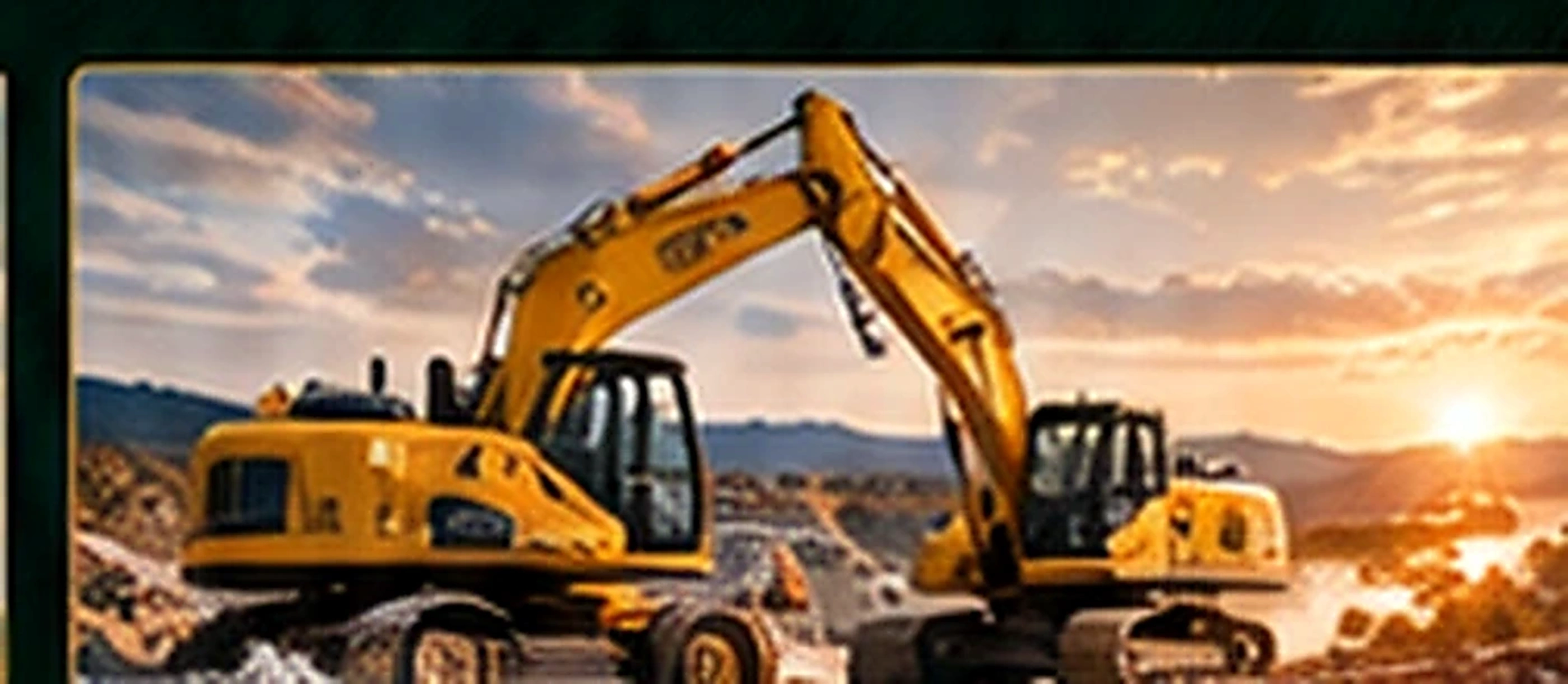 Excavators and heavy equipment; illustrative service imagery